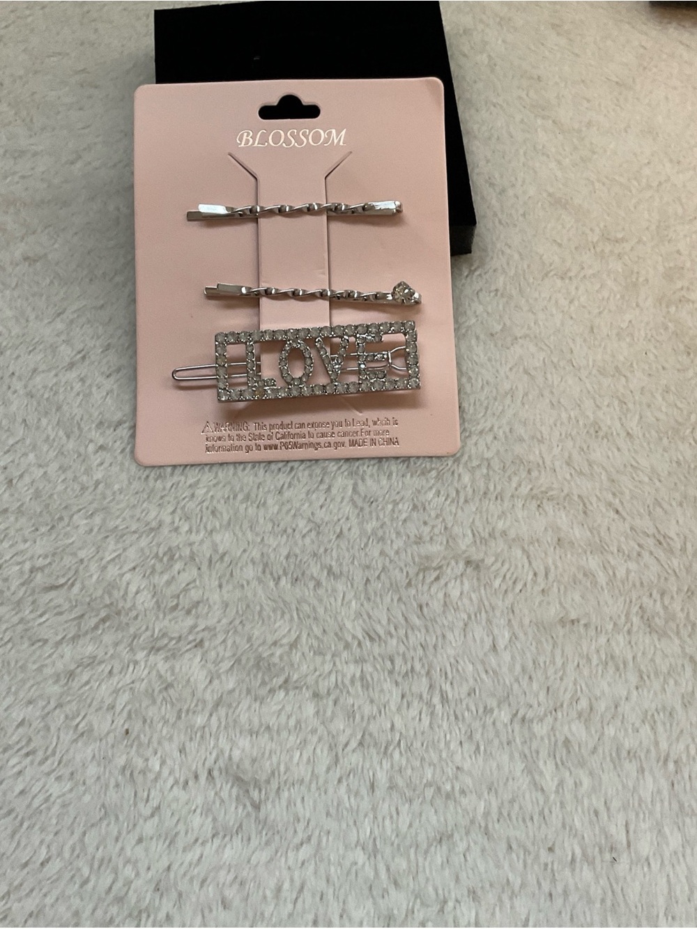 Blossom Silver Crystal 'LOVE' Hair Clip Set